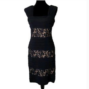 Midi black lace cocktail dress